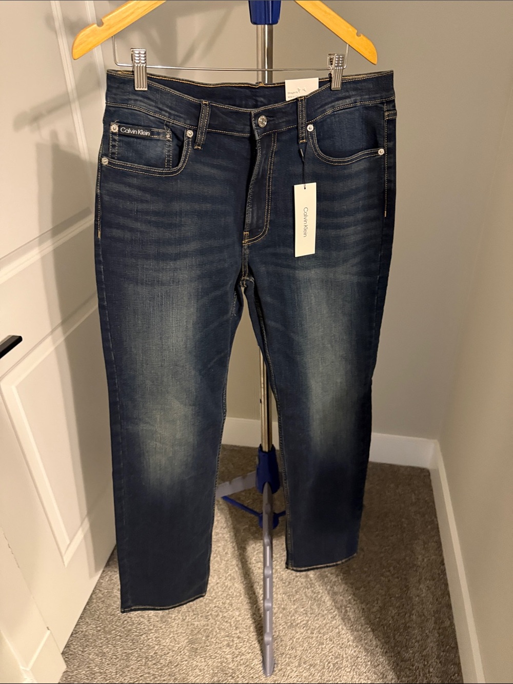 Calvin Klein Men’s Navy Slim Straight Jeans